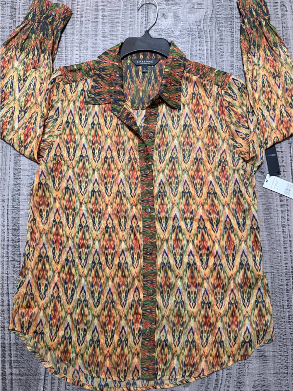 Liverpool Multicolor Ikat-Pattern Button Down Shirt